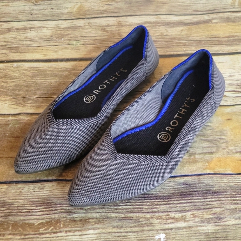 ROTHY'S Grey Pointy Toed Flats Size 8.5
